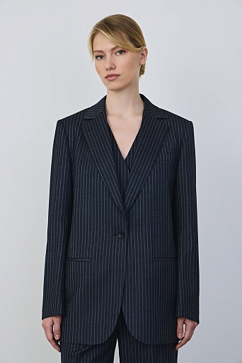 Удлиненный жакет в полоску, темно-синий MILA