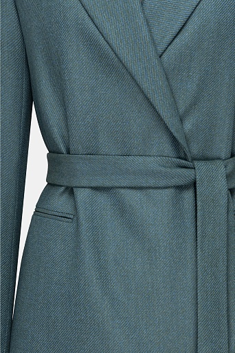 Удлиненный жакет из шерсти на поясе, бирюзовый  Francesca